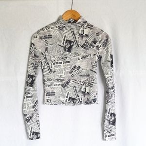 Topshop Mock Neck Long Sleeve Crop Top